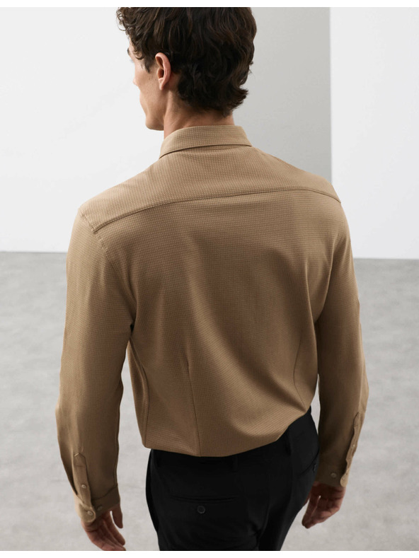 Marks & Spencer Žerzejová košile z čisté bavlny, normální střih, snadné žehlení Marks & Spencer béžová