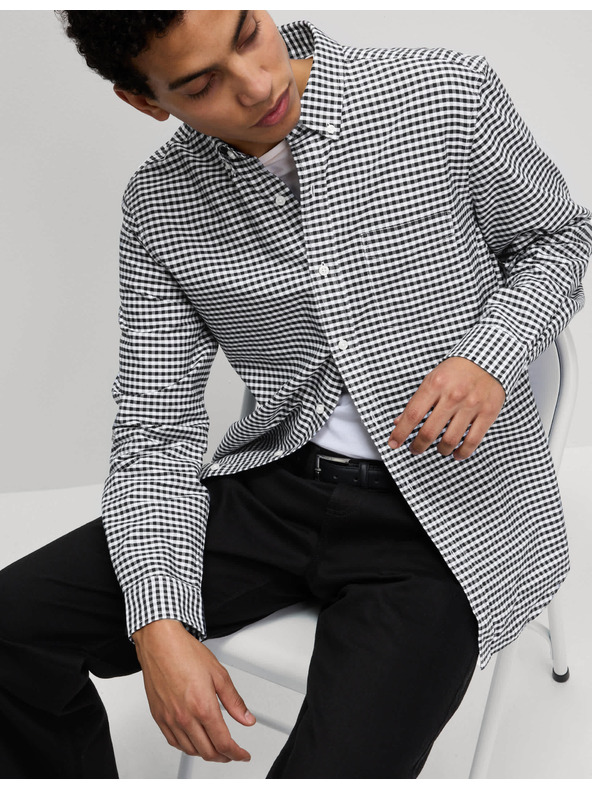 Marks & Spencer Kostkovaná košile Oxford The Ultimate z čisté bavlny Marks & Spencer černá