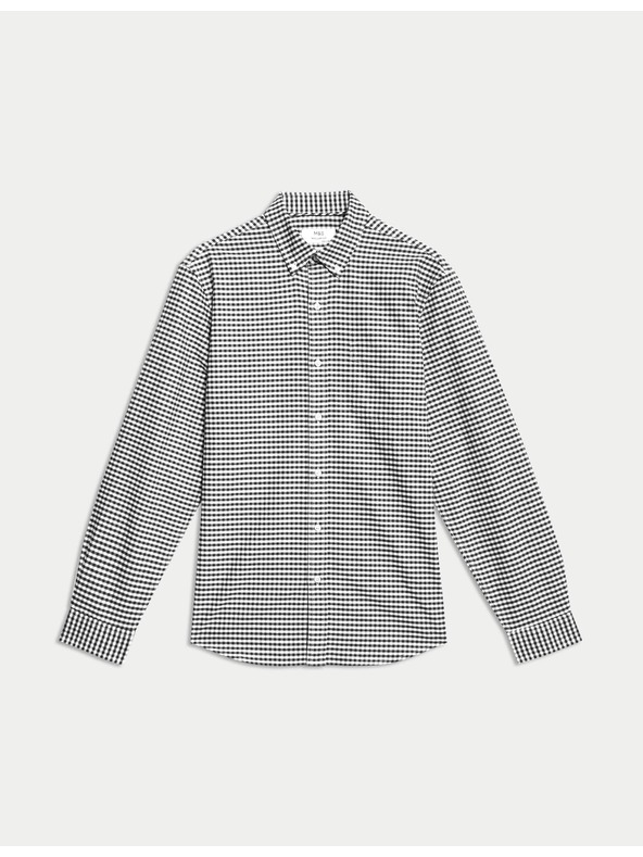 Marks & Spencer Kostkovaná košile Oxford The Ultimate z čisté bavlny Marks & Spencer černá