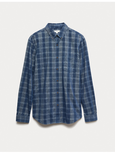 Marks & Spencer Čistě bavlněná flanelová košile Marks & Spencer námořnická modrá