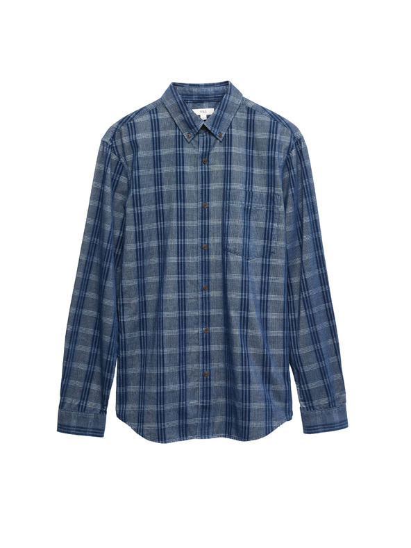 Marks & Spencer Čistě bavlněná flanelová košile Marks & Spencer námořnická modrá