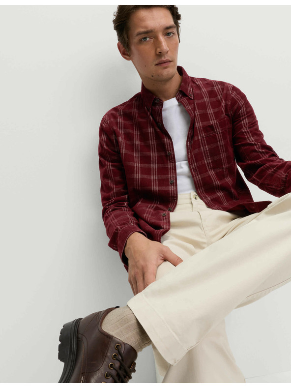 Marks & Spencer Čistě bavlněná flanelová košile Marks & Spencer červená