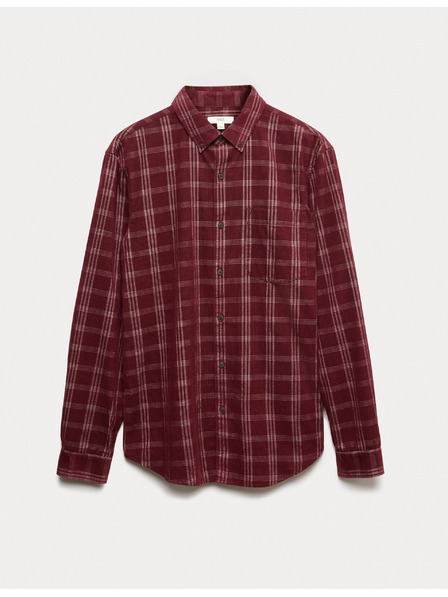 Marks & Spencer Čistě bavlněná flanelová košile Marks & Spencer červená