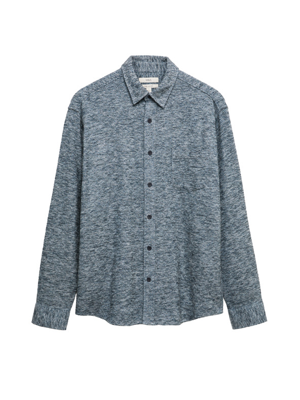 Marks & Spencer Čistě bavlněná flanelová košile Marks & Spencer modrá