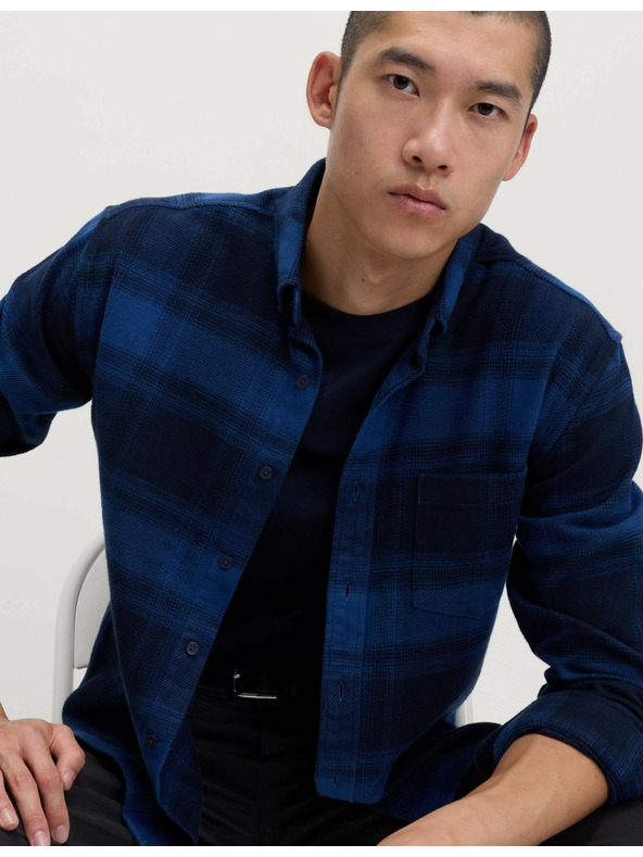 Marks & Spencer Čistě bavlněná flanelová košile Marks & Spencer námořnická modrá