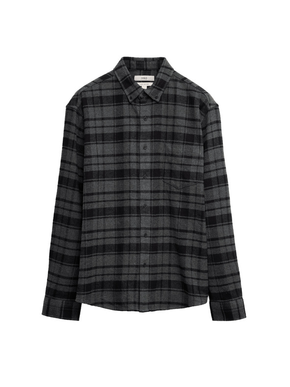 Marks & Spencer Čistě bavlněná flanelová košile Marks & Spencer šedá