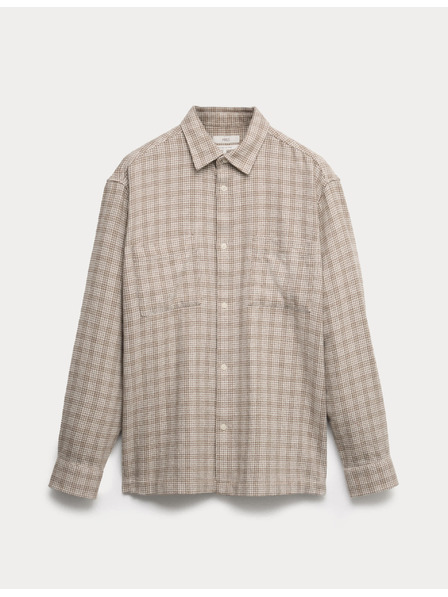 Marks & Spencer Čistě bavlněná flanelová košile Marks & Spencer smetanová