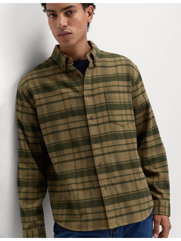 Marks & Spencer Čistě bavlněná flanelová košile Marks & Spencer zelená