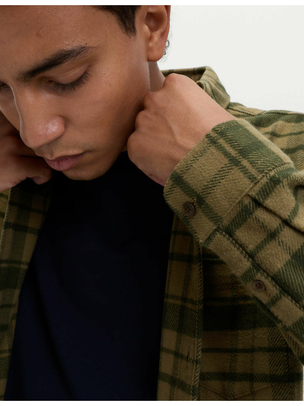 Marks & Spencer Čistě bavlněná flanelová košile Marks & Spencer zelená