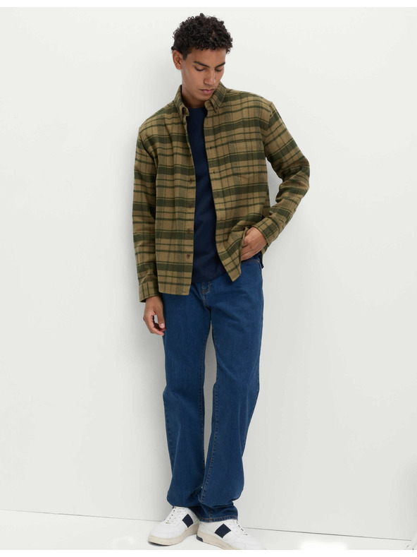 Marks & Spencer Čistě bavlněná flanelová košile Marks & Spencer zelená