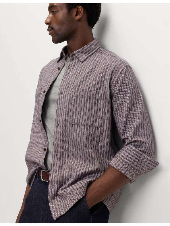 Marks & Spencer Proužkovaná flanelová košile z čisté bavlny Marks & Spencer šedá
