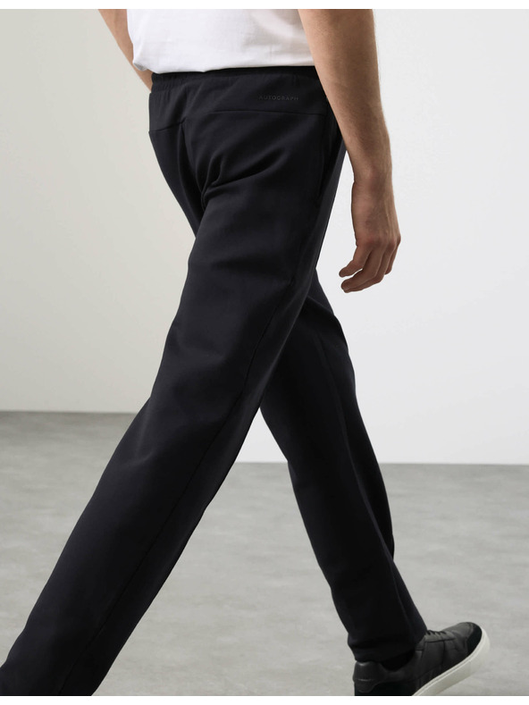 Marks & Spencer Rovné tepláky Pintuck s vysokým podílem bavlny Marks & Spencer černá