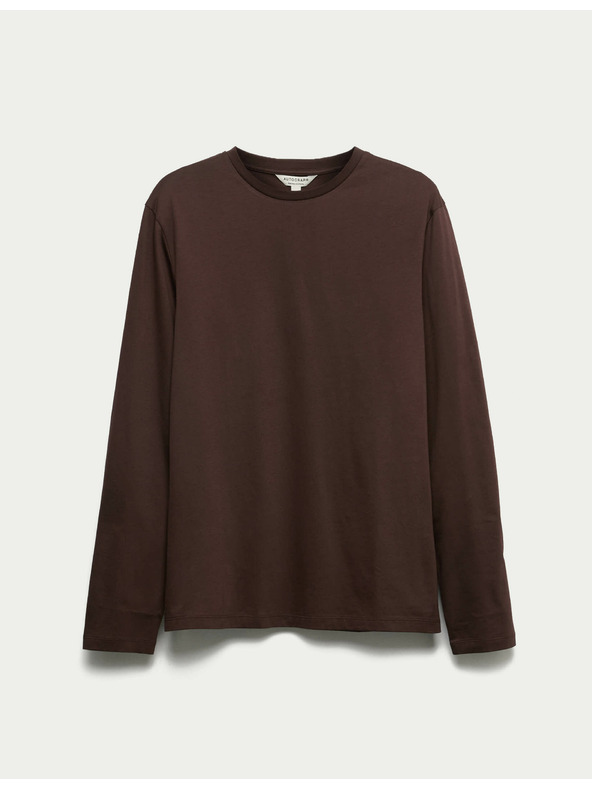 Marks & Spencer Tričko z čisté bavlny Supima® s dlouhým rukávem Marks & Spencer hnědá