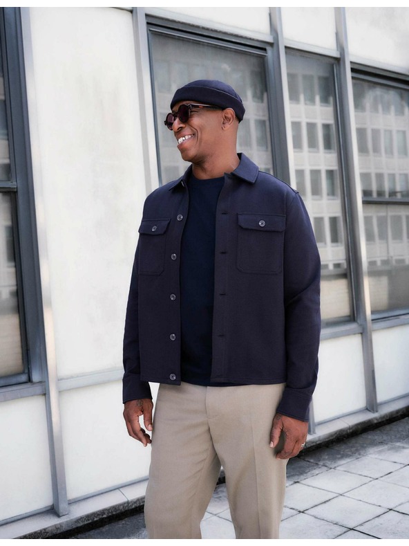 Marks & Spencer Bundokošile s vysokým podílem bavlny a motivem rybí kosti Marks & Spencer námořnická modrá