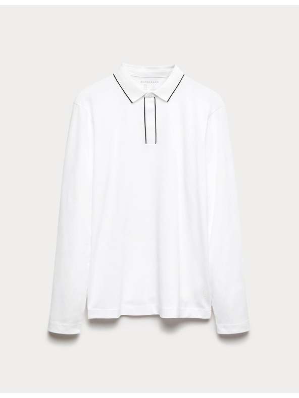 Marks & Spencer Polokošile s dlouhým rukávem, ze směsi bavlny Marks & Spencer bílá