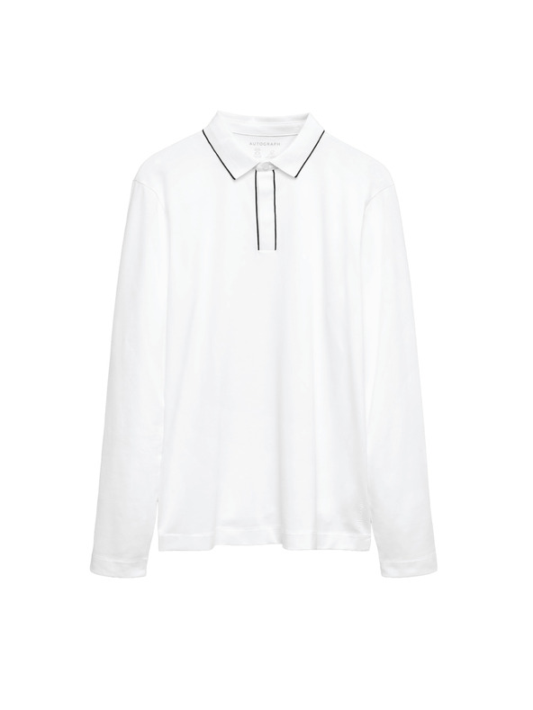 Marks & Spencer Polokošile s dlouhým rukávem, ze směsi bavlny Marks & Spencer bílá