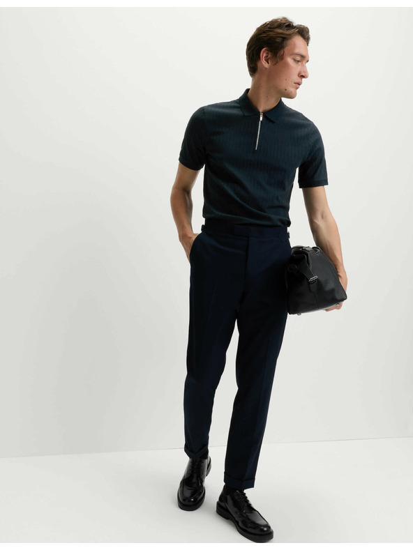 Marks & Spencer Žakárová polokošile s vysokým podílem bavlny a zipem Marks & Spencer námořnická modrá