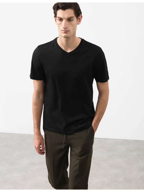 Marks & Spencer Tričko s výstřihem do V, z čisté bavlny Supima® Marks & Spencer černá