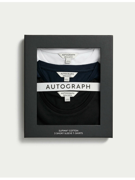 Marks & Spencer Tričko z čisté bavlny Supima®, 3 ks Marks & Spencer námořnická modrá