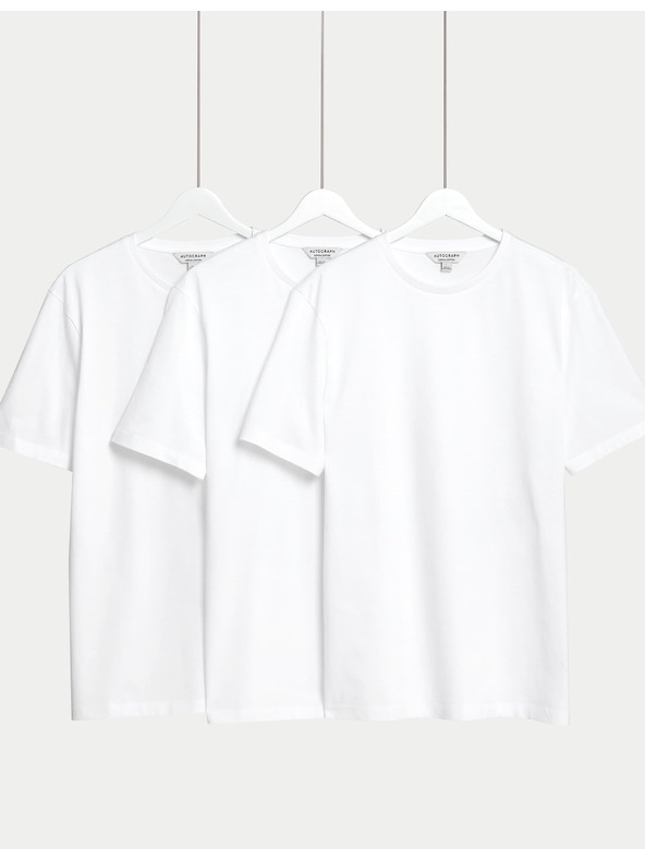 Marks & Spencer Tričko z čisté bavlny Supima®, 3 ks Marks & Spencer bílá