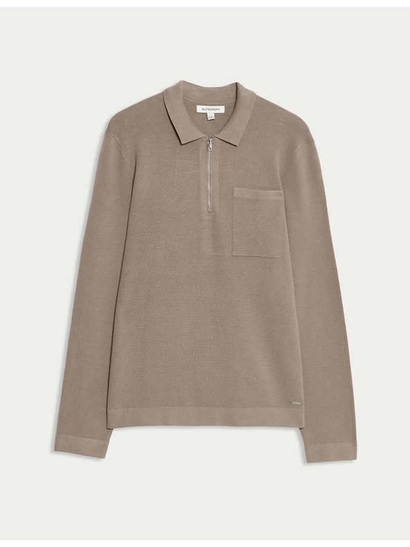 Marks & Spencer Polokošile Milano Knit s volným zipem Marks & Spencer hnědá
