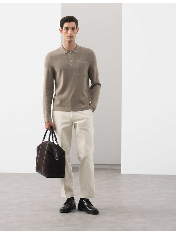 Marks & Spencer Polokošile Milano Knit s volným zipem Marks & Spencer hnědá