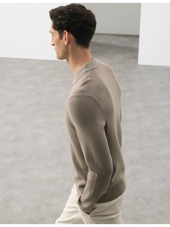 Marks & Spencer Polokošile Milano Knit s volným zipem Marks & Spencer hnědá