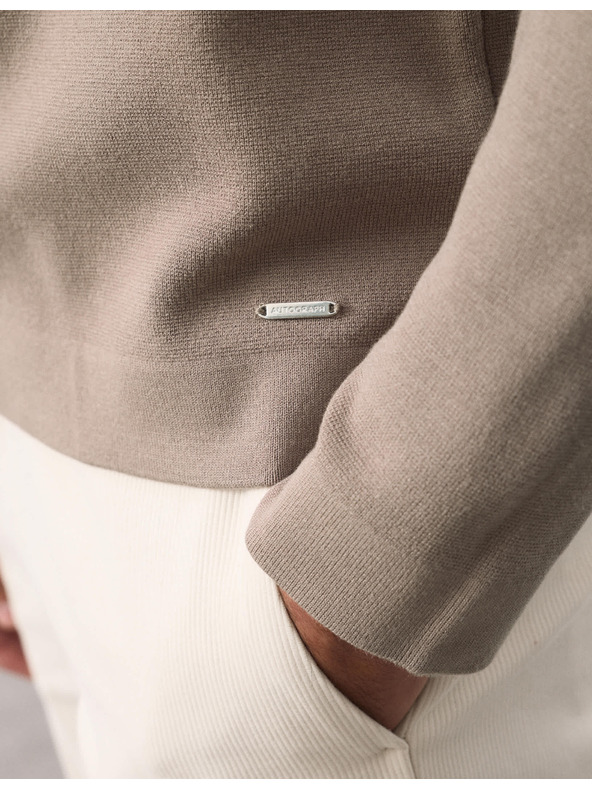 Marks & Spencer Polokošile Milano Knit s volným zipem Marks & Spencer hnědá