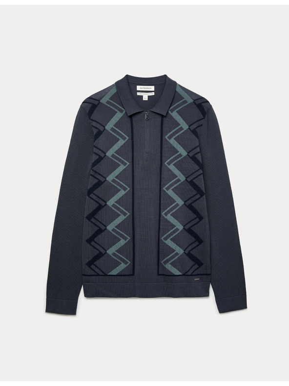 Marks & Spencer Pletená polokošile z mercerované bavlny, s geometrickým vzorem Marks & Spencer modrá
