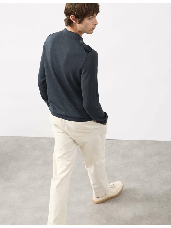 Marks & Spencer Pletená polokošile z mercerované bavlny, s geometrickým vzorem Marks & Spencer modrá