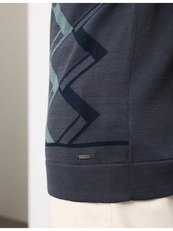 Marks & Spencer Pletená polokošile z mercerované bavlny, s geometrickým vzorem Marks & Spencer modrá