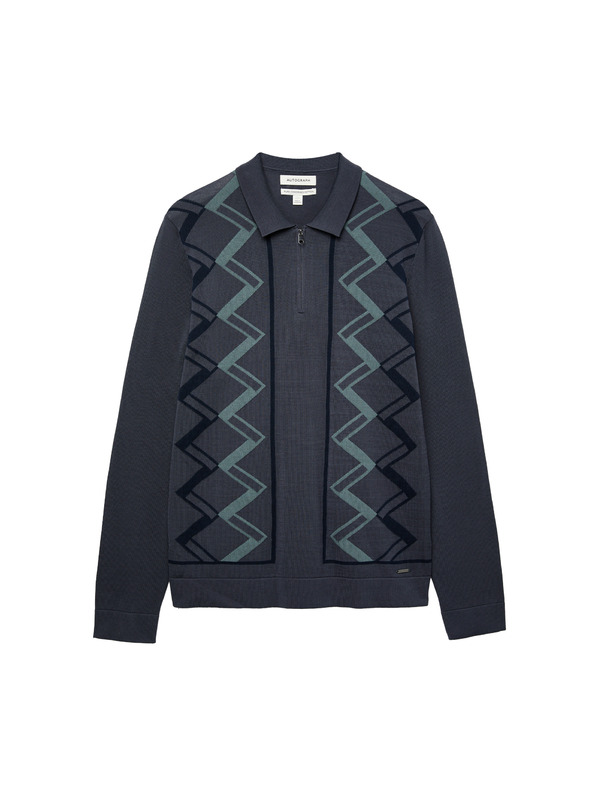 Marks & Spencer Pletená polokošile z mercerované bavlny, s geometrickým vzorem Marks & Spencer modrá