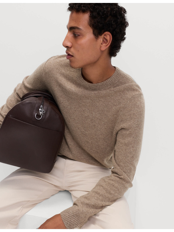 Marks & Spencer Svetr s výstřihem ke krku z jehněčí vlny Marks & Spencer béžová