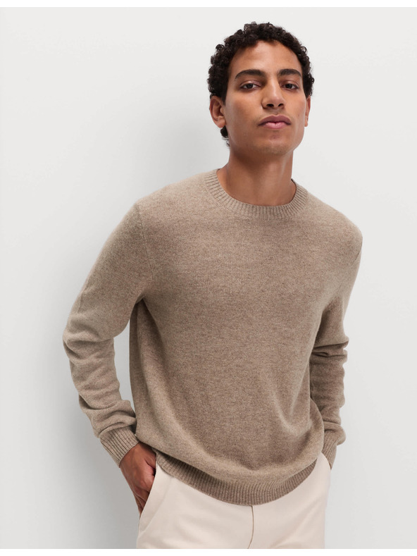 Marks & Spencer Svetr s výstřihem ke krku z jehněčí vlny Marks & Spencer béžová