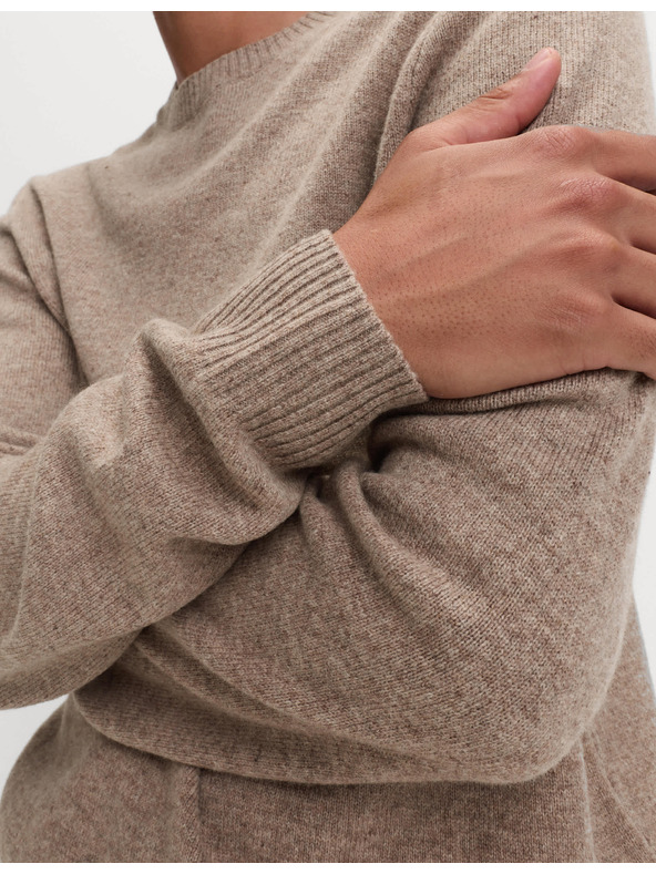 Marks & Spencer Svetr s výstřihem ke krku z jehněčí vlny Marks & Spencer béžová