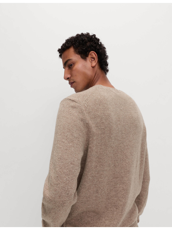 Marks & Spencer Svetr s výstřihem ke krku z jehněčí vlny Marks & Spencer béžová