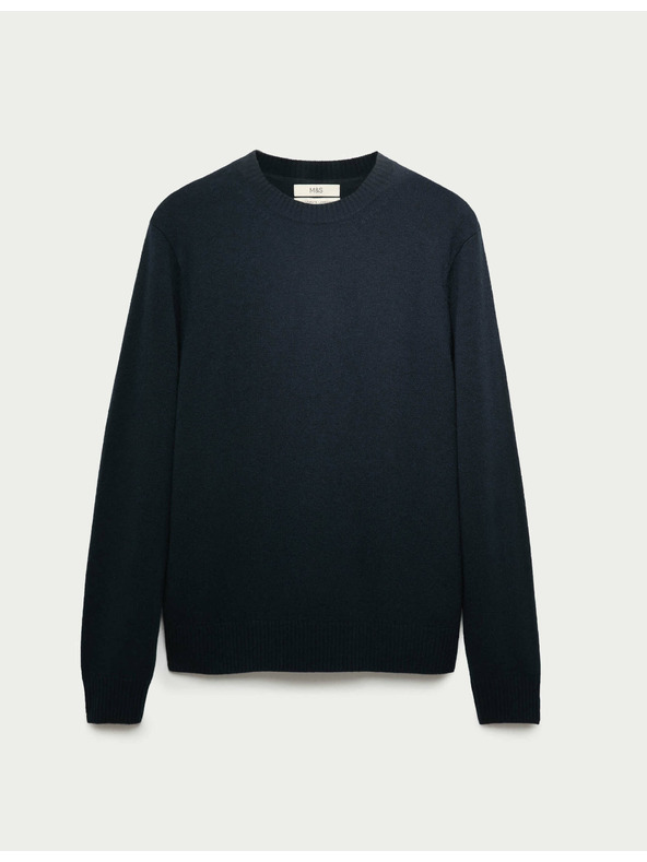 Marks & Spencer Svetr s výstřihem ke krku z jehněčí vlny Marks & Spencer námořnická modrá