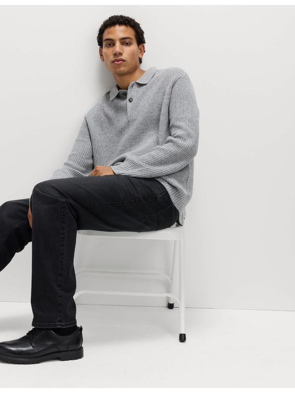 Marks & Spencer Pletená polokošile ze směsi jehněčí vlny Marks & Spencer šedá