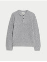 Marks & Spencer Pletená polokošile ze směsi jehněčí vlny Marks & Spencer šedá