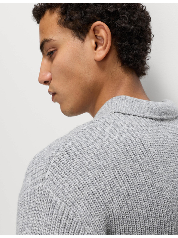 Marks & Spencer Pletená polokošile ze směsi jehněčí vlny Marks & Spencer šedá