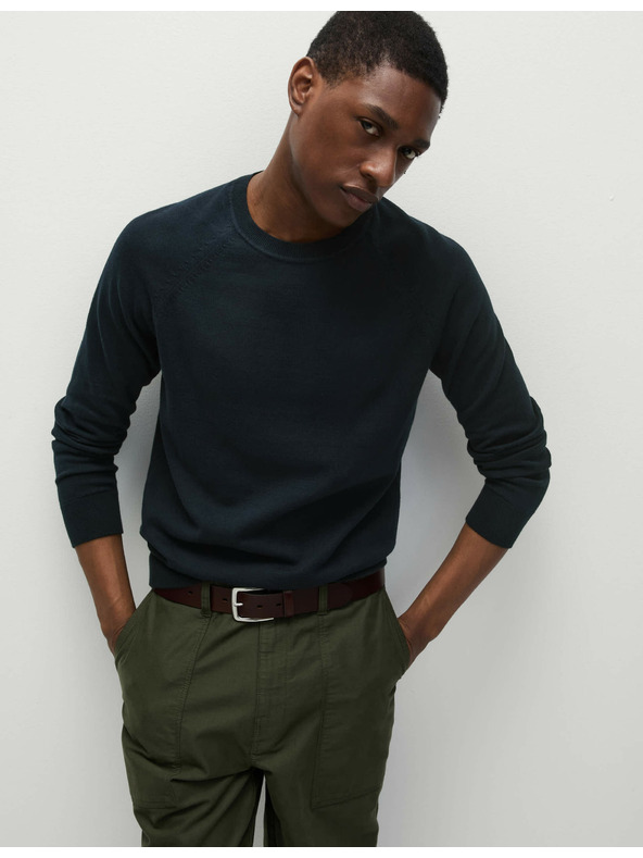 Marks & Spencer Svetr z čisté bavlny, s výstřihem ke krku Marks & Spencer námořnická modrá