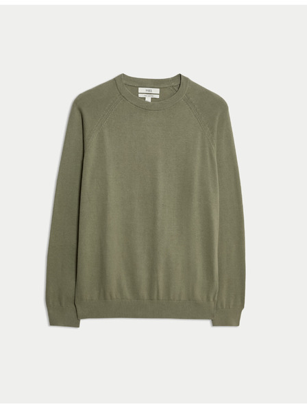 Marks & Spencer Svetr z čisté bavlny, s výstřihem ke krku Marks & Spencer zelená