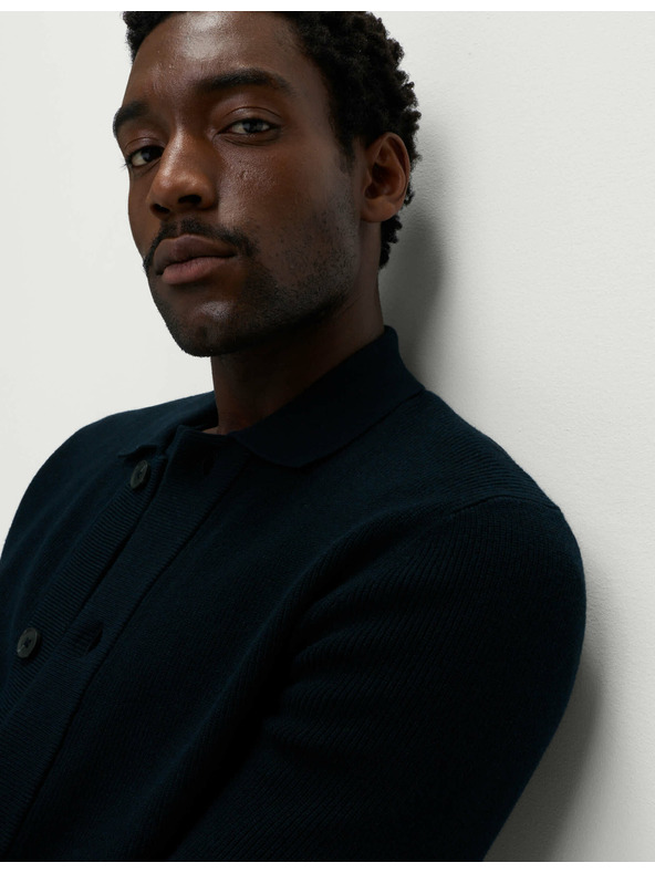 Marks & Spencer Pletená bunda ze směsi bavlny Marks & Spencer námořnická modrá