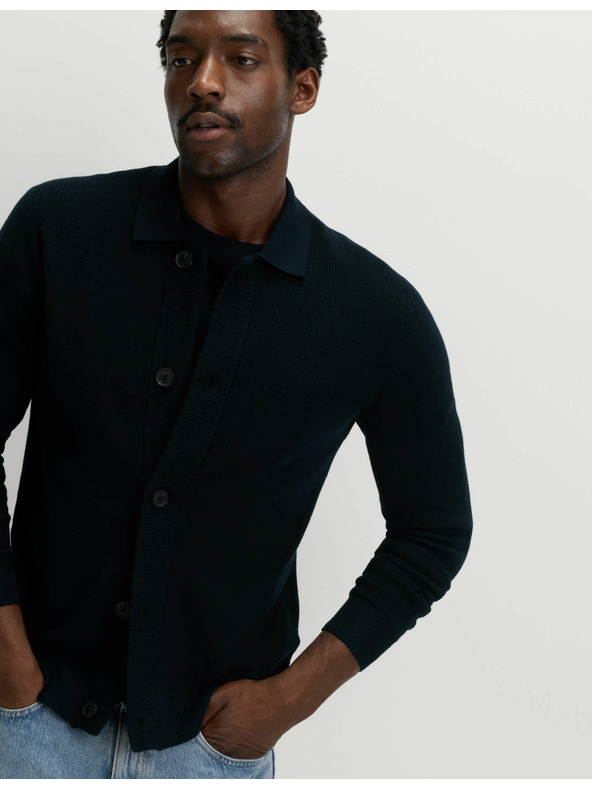 Marks & Spencer Pletená bunda ze směsi bavlny Marks & Spencer námořnická modrá