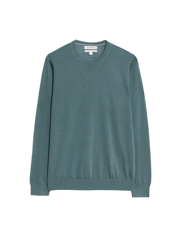 Marks & Spencer Svetr z čisté mimořádně jemné vlny merino Marks & Spencer zelená