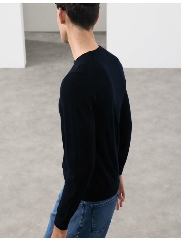 Marks & Spencer Svetr z čisté mimořádně jemné vlny merino Marks & Spencer námořnická modrá