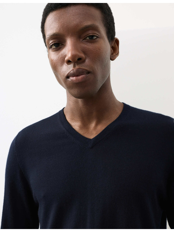 Marks & Spencer Svetr s výstřihem do V z čisté mimořádně jemné vlny merino Marks & Spencer námořnická modrá