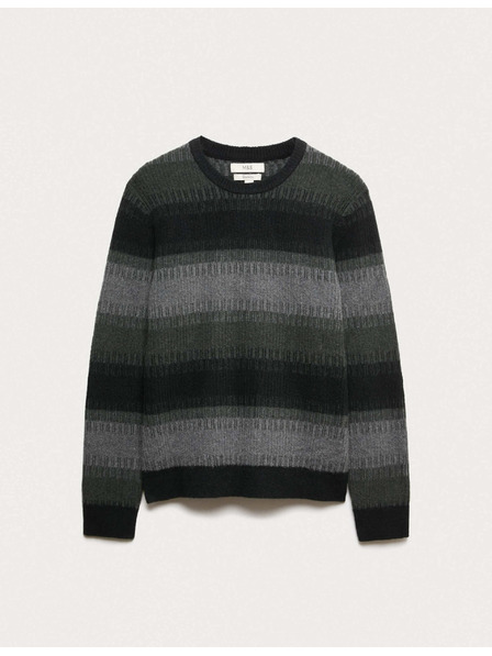 Marks & Spencer Super měkký pruhovaný svetr s kulatým výstřihem a vlnou Marks & Spencer zelená