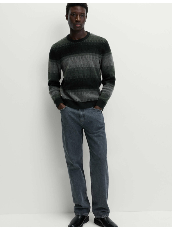 Marks & Spencer Super měkký pruhovaný svetr s kulatým výstřihem a vlnou Marks & Spencer zelená