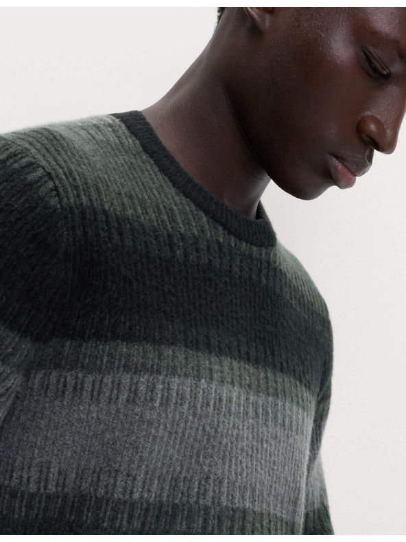 Marks & Spencer Super měkký pruhovaný svetr s kulatým výstřihem a vlnou Marks & Spencer zelená